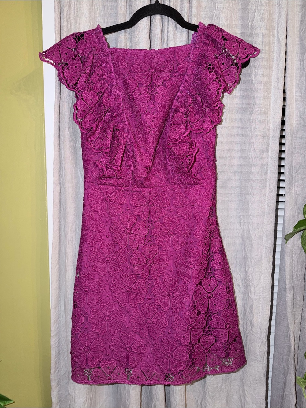 kate spade Magenta Floral Lace V-Neck Mini Dress